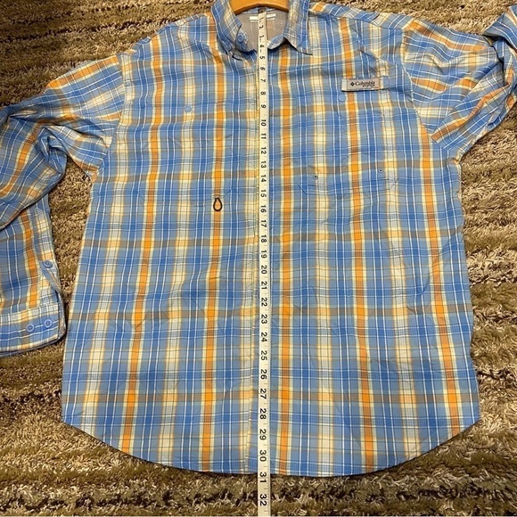 Columbia PFG Button Up Fishing Shirt Mens Large Plaid Vented Roll Tab Sleeves - Picture 12 of 12